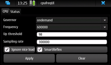 N900: monitoriamo la cpu con cpufreqUI
