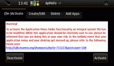 ApMeFo, crea cartelle nel menu dell’N900!
