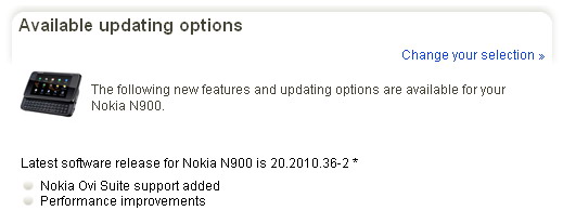 Nokia N900 update