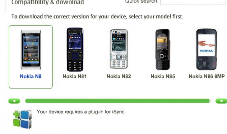 iSync: aggiunto il supporto per il Nokia N8