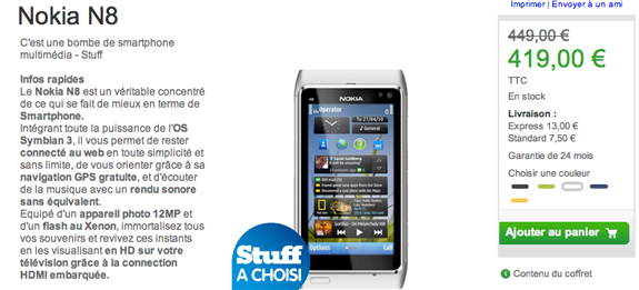 Il Nokia N8 in offerta sul Nokia Online Shop Francese