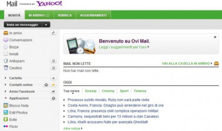 Avviata la migrazione a Ovi Mail powered by Yahoo!
