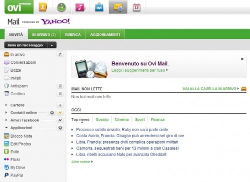 Ovi Mail Powered by Yahoo