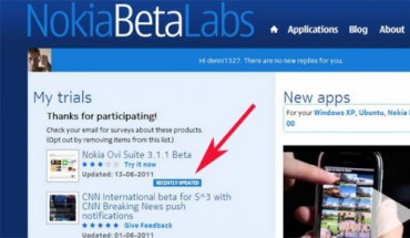 Le notifiche degli updates anche sul sito Nokia Beta Labs