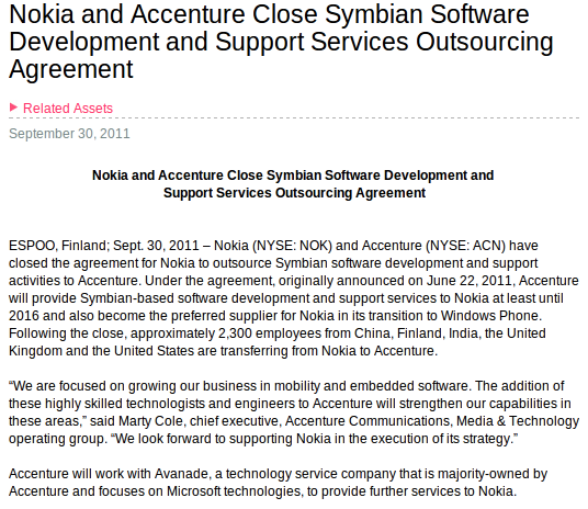 Nokia Accenture Press Related