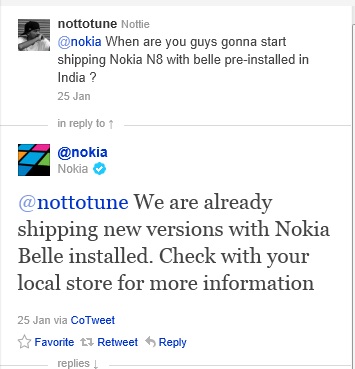 Tweet Nokia Belle