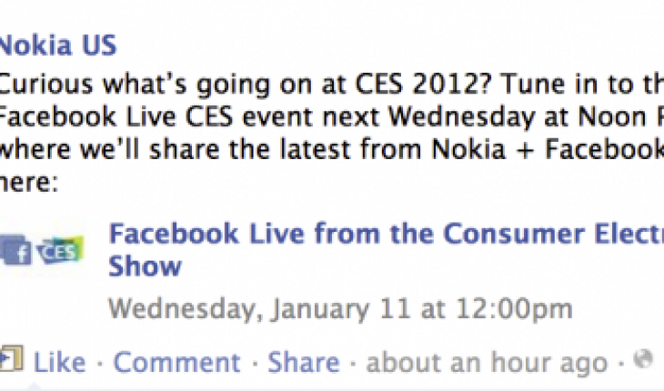 CES 2012, in arrivo novità importanti da Nokia in collaborazione con Facebook