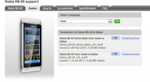 Manuale d'uso Nokia N8 Nokia Belle