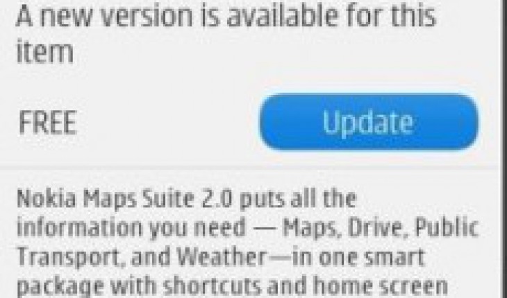 Nokia Maps Suite v2.0 per Nokia Belle, rilasciato il fix update della notifica dell’aggiornamento