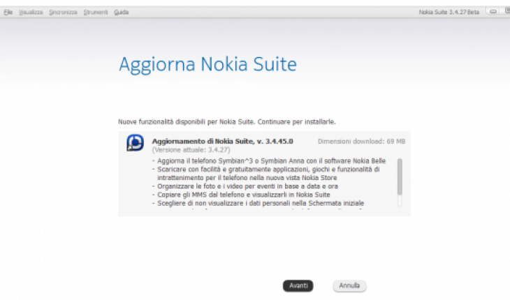 Nokia Suite Beta si aggiorna alla versione 3.4.45
