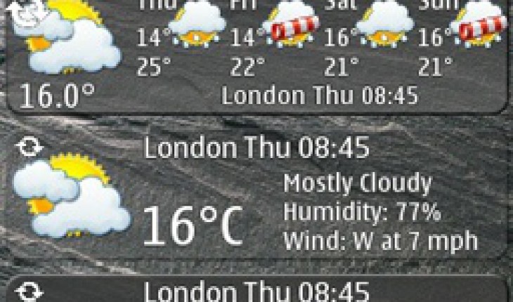 qooWeather Widget, le previsioni meteo sulla homescreen del tuo device Symbian^3