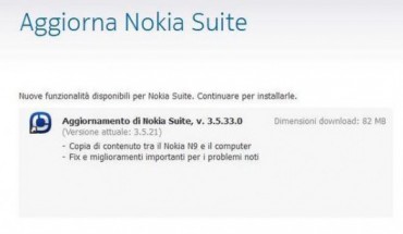 Nokia Suite Beta si aggiorna alla v3.5.33