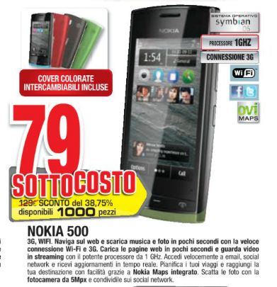 Nokia 500 a soli 79 Euro nei negozi Comet