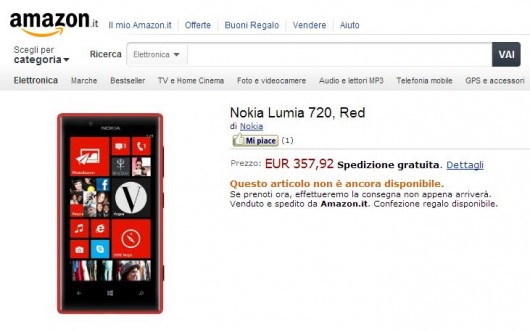 Nokia Lumia 720 su Amazon