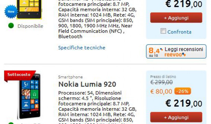 Nokia Lumia 920 in offerta sottocosto da Marco Polo Expert a soli 219 Euro