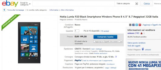 Nokia Lumia 920 in offerta da Unieuro