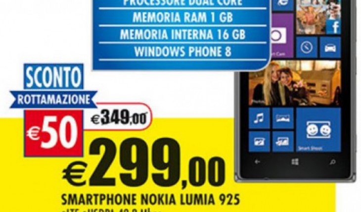 Offerta Auchan: Nokia Lumia 925 a 299 Euro, Nokia Lumia 625 a 199 Euro e Nokia Lumia 820 a 169 Euro