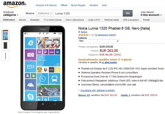 Nokia Lumia 1320 su Amazon