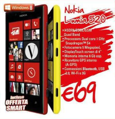 Nokia Lumia 520 a soli 69 Euro