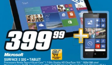 Offerta Saturn: Surface 2 RT da 32GB + Nokia Lumia 520 a soli 399 Euro