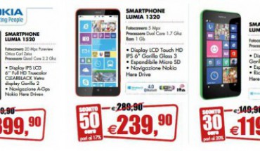Offerta Iper: Lumia 1520 a 399 Euro, Lumia 1320 a 239 Euro e Lumia 630 a 119 Euro