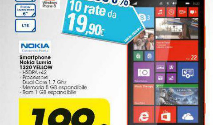 Nokia Lumia 1320 a soli 199 Euro presso i punti vendita Carrefour