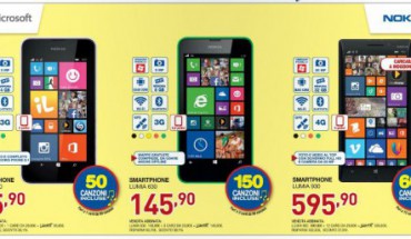 Offerta Euronics: Nokia Lumia 530, 630 e 930 con canzoni del catalogo Sony in omaggio!
