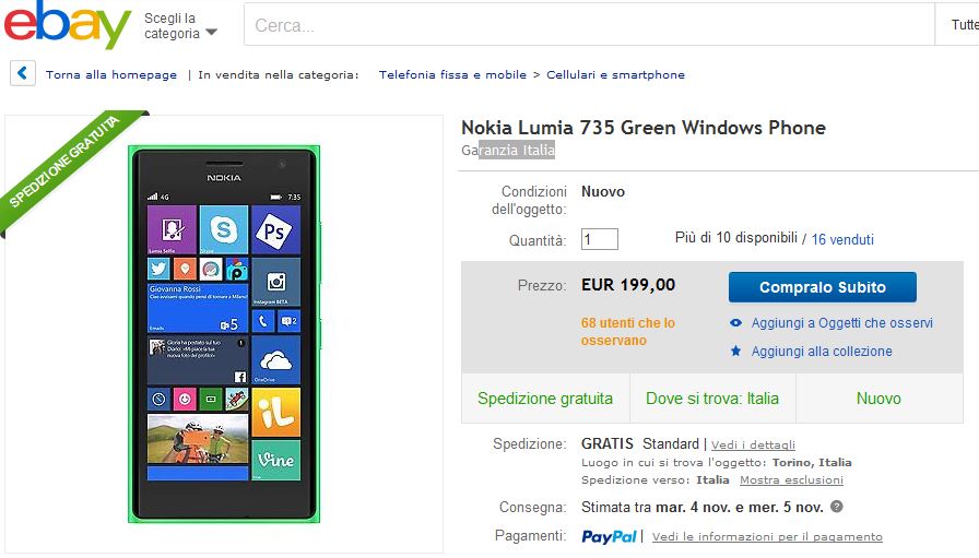 Offerta Nokia Lumia 735