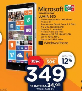 Nokia Lumia 930 in offerta a 349 Euro