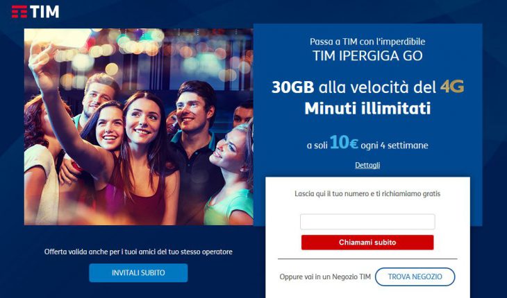 Passa a TIM con IPERGIGA GO e avrai 30 GB alla velocità del 4G e minuti illimitati a 10 Euro [Aggiornato]