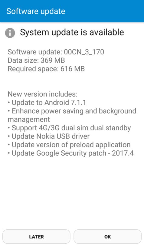 Update Nokia 6 ad Android 7.1.1