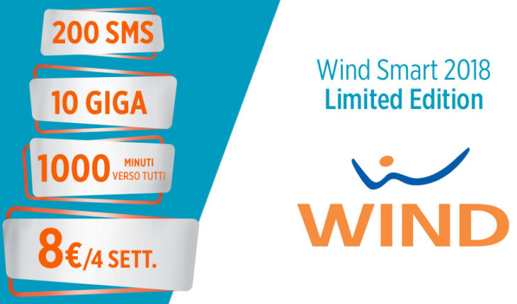 Passa a Wind con Wind Smart 2018 LE e avrai 10 GB, 1000 minuti e 200 SMS a 8 Euro