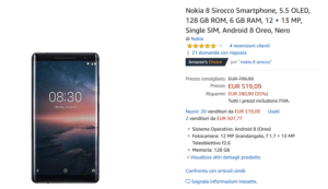 Nokia 8 Sirocco in offerta su Amazon