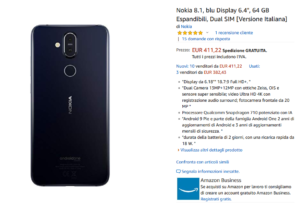 Nokia 8.1 in offerta su Amazon