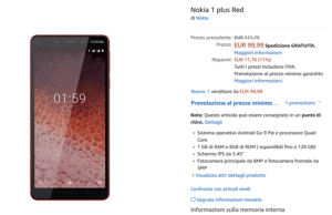 Nokia 1 Plus (Red) su Amazon